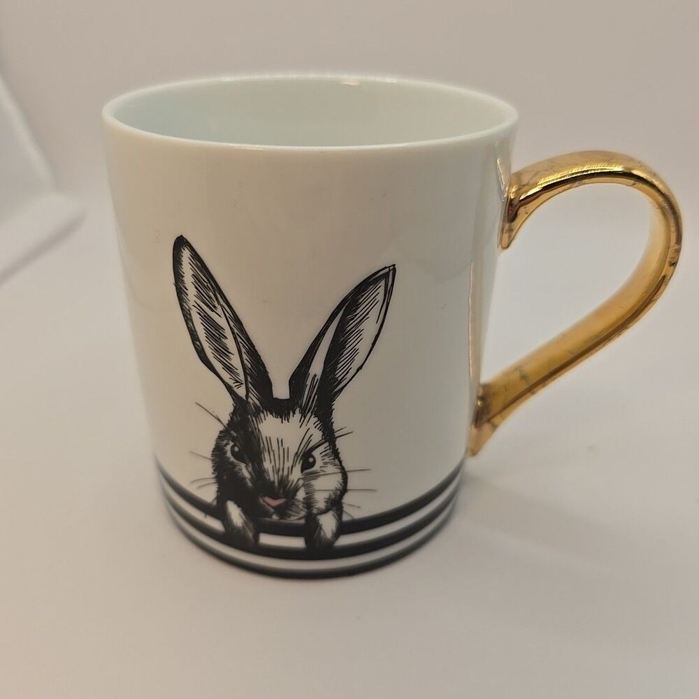 Ciroa With Love Bunny Rabbit Porcelain With Real Gold Coffee Mug 4"